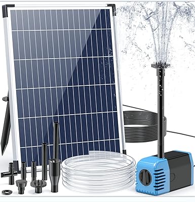 Biling Bomba solar para estanque, 12 W, 605 L/H, potencia de extracción, fuente solar con manguera de arroyo de 1,5 m, juego de agua, 5 m, longitud del cable, bombas solares para estanque, jardín