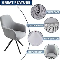 Vista 5 de silla giratoria con reposabrazos para comedor, funda para silla de oficina elástica con respaldo medio, funda para silla de escritorio, protector