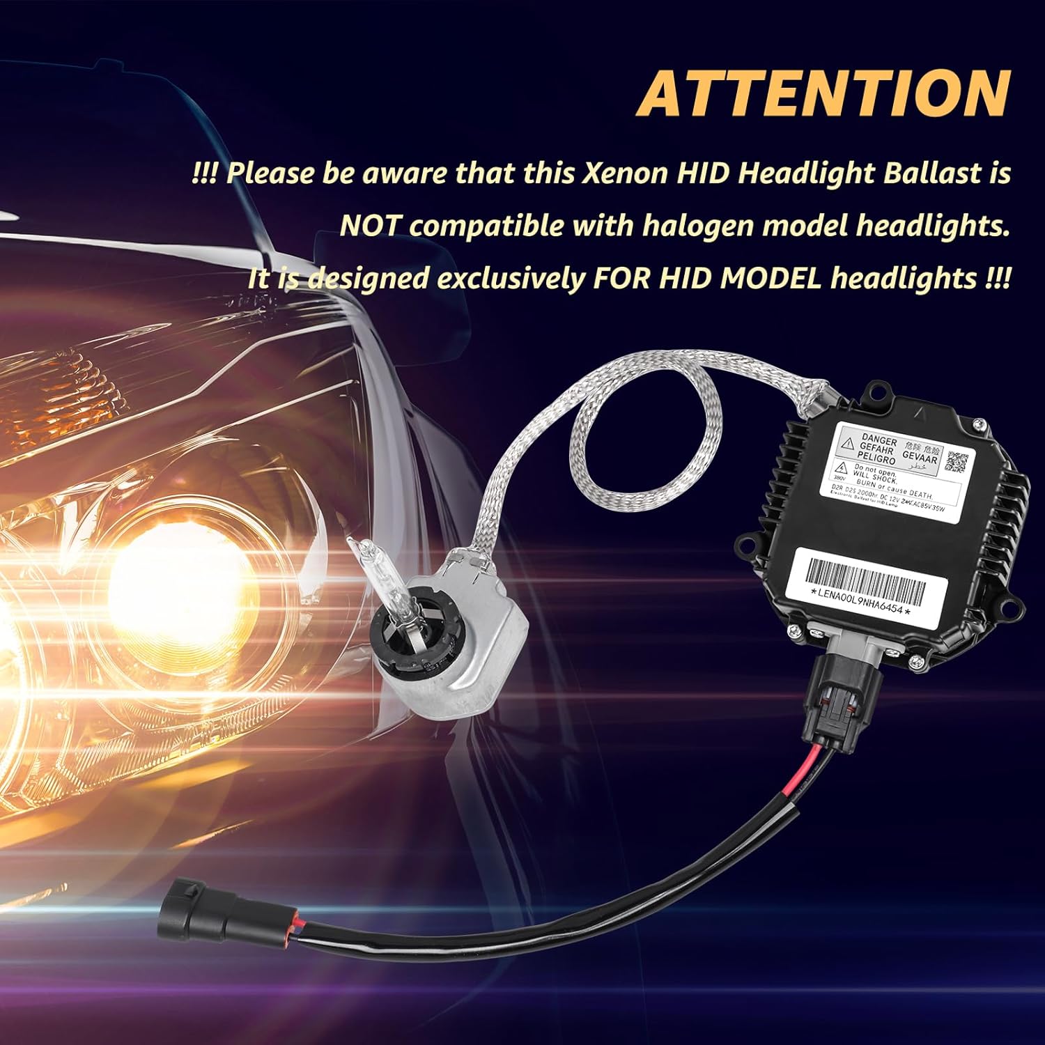 Xenon HID Headlight Ballast Fit for Nissan Altima Maxima Murano Quest Rogue 350Z 370Z GT-R, for Infiniti EX35 FX35 QX70 G35 Q60 M35, Control Unit with Igniter & D2S Bulb Replace 28474-8991A, Pair