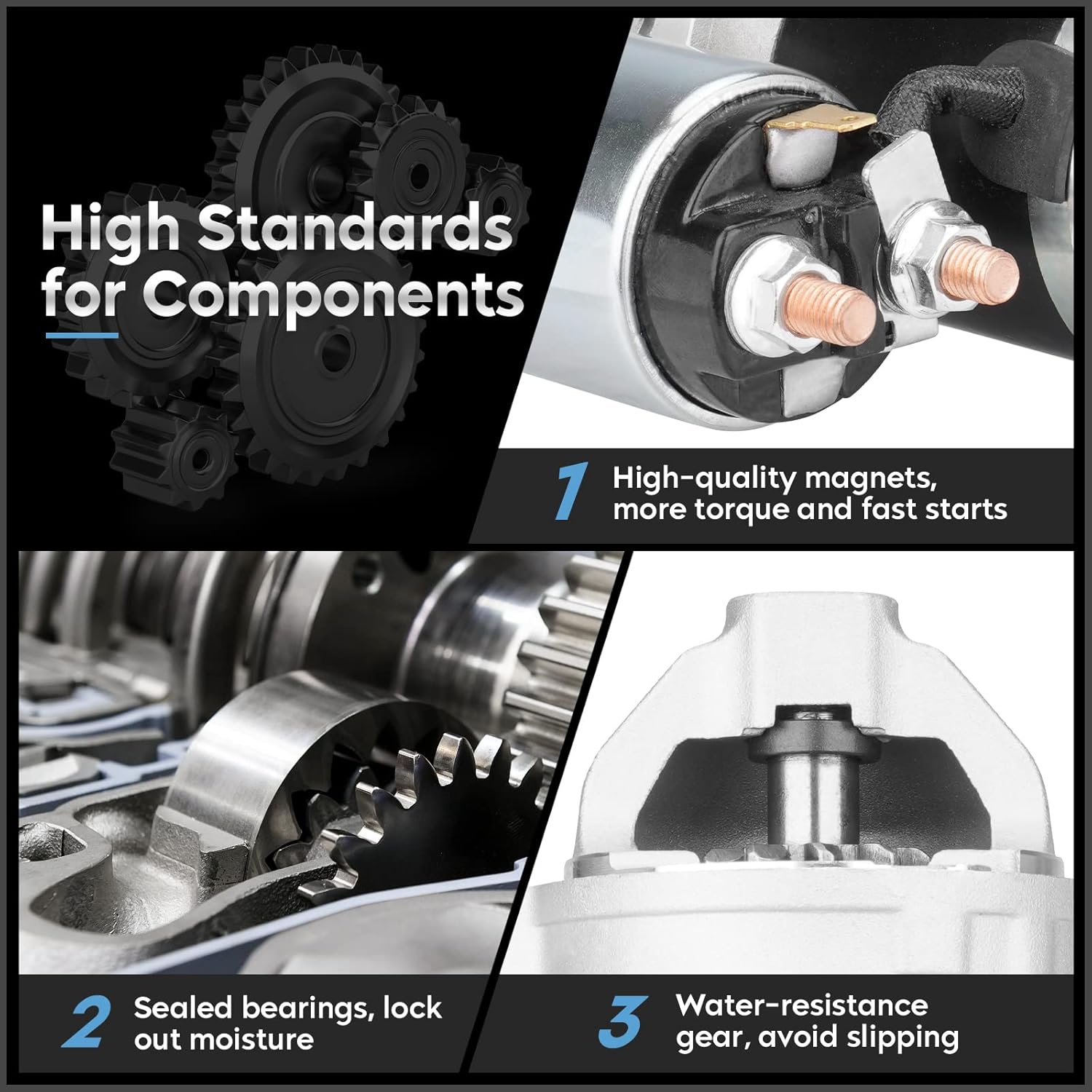17939 Starter 3.7 3.7L for Jeep Grand Cherokee 2005 2006 2007 2008 2009 2010, Commander 06 07 08 09 10 Replaces# 56044734AA, M0T31471, M0T31471ZC