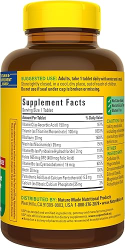 Miniatura 14 de Nature Made - Supercomplejo B con vitamina C y ácido fólico, suplemento dietético para apoyo inmunológico, 140 comprimidos, suministro para 140 días