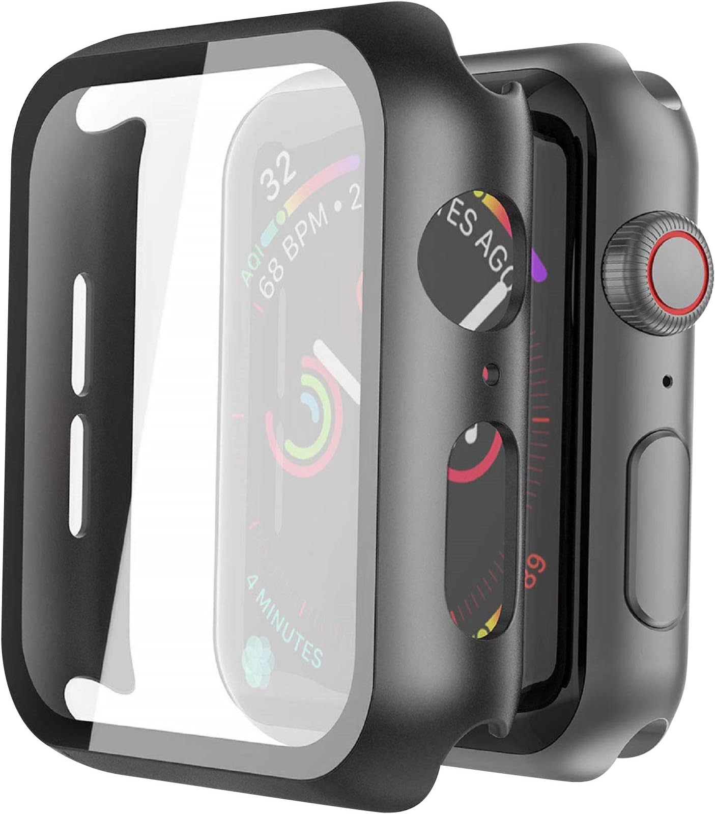 Misxi Black Hard Case Compatible with Apple Watch Series 5 Series 4 40mm with Screen Protector, Ultra Thin Hard PC Case Slim Tempered Glass Screen Protector Overall Protective Cover for iwatch Series 5/4