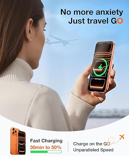 Miniatura 3 de TORRAS EasyGo - Cargador portátil magnético de 10000 mAh para iPhone, batería inalámbrica esencial de viaje de carga rápida con soporte compatible