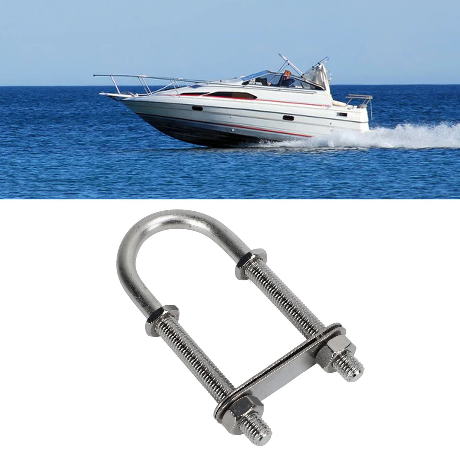 U Bolts, Stainless Steel U-Bolt Marine Boat Screw U-Bolt Stern Bow Eye Tie Down Yacht Hardware Accessories with Nut for Boat Trailer Automotive(M10)