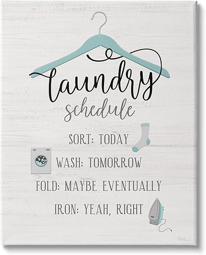 Stupell Industries Colgador de ropa azul plegable diseñado por Natalie Carpentieri - Lienzo decorativo para pared, 24 x 30 pulgadas, color negro