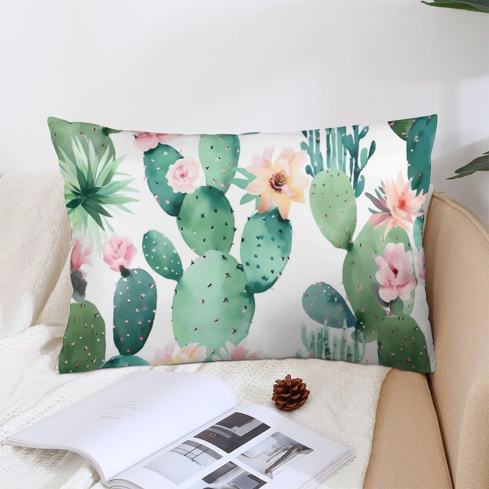 NTVOWPZO Decoration Throw Pillow Covers 12 "x20 Pillowcases Covers Cactus Pattern Soft Pillowcases Modern Farmhouse Home Decor Sofa Cushions Covers for Couch Bed Living Room
