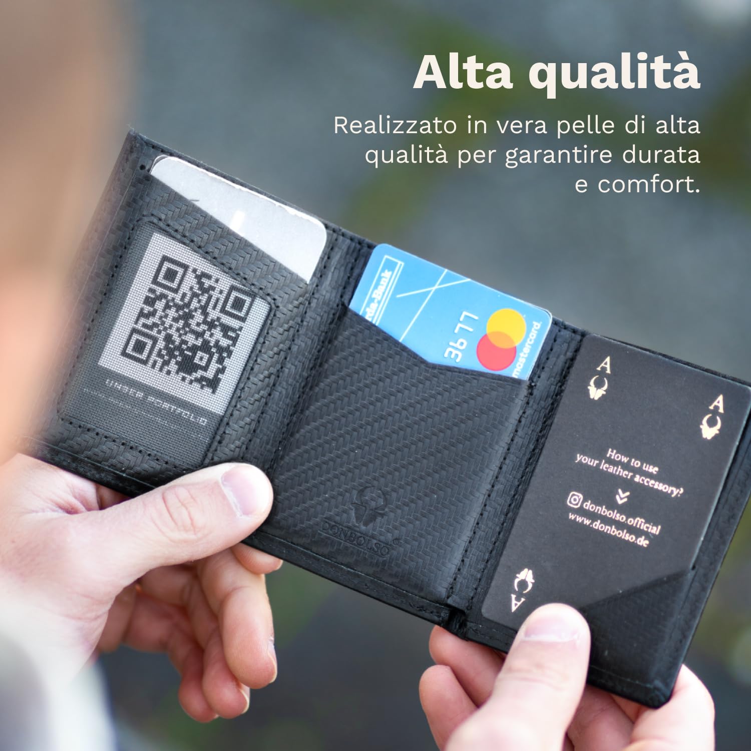 DONBOLSO Wallety NextGen I - Custodia per carte di credito con scomparto portamonete, fino a 11 carte, protezione RFID