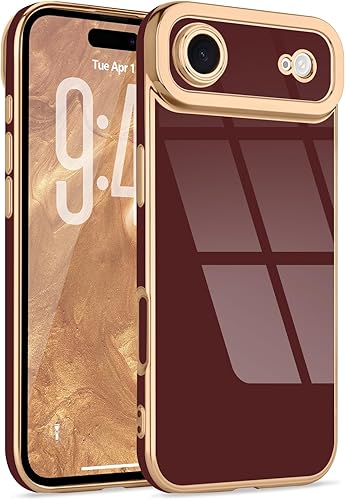 Miniatura 9 de Lafunda Funda compatible con iPhone 12 Pro Max, bonita funda de lujo chapada para mujer, con ribete dorado, estética, femenina, protección completa