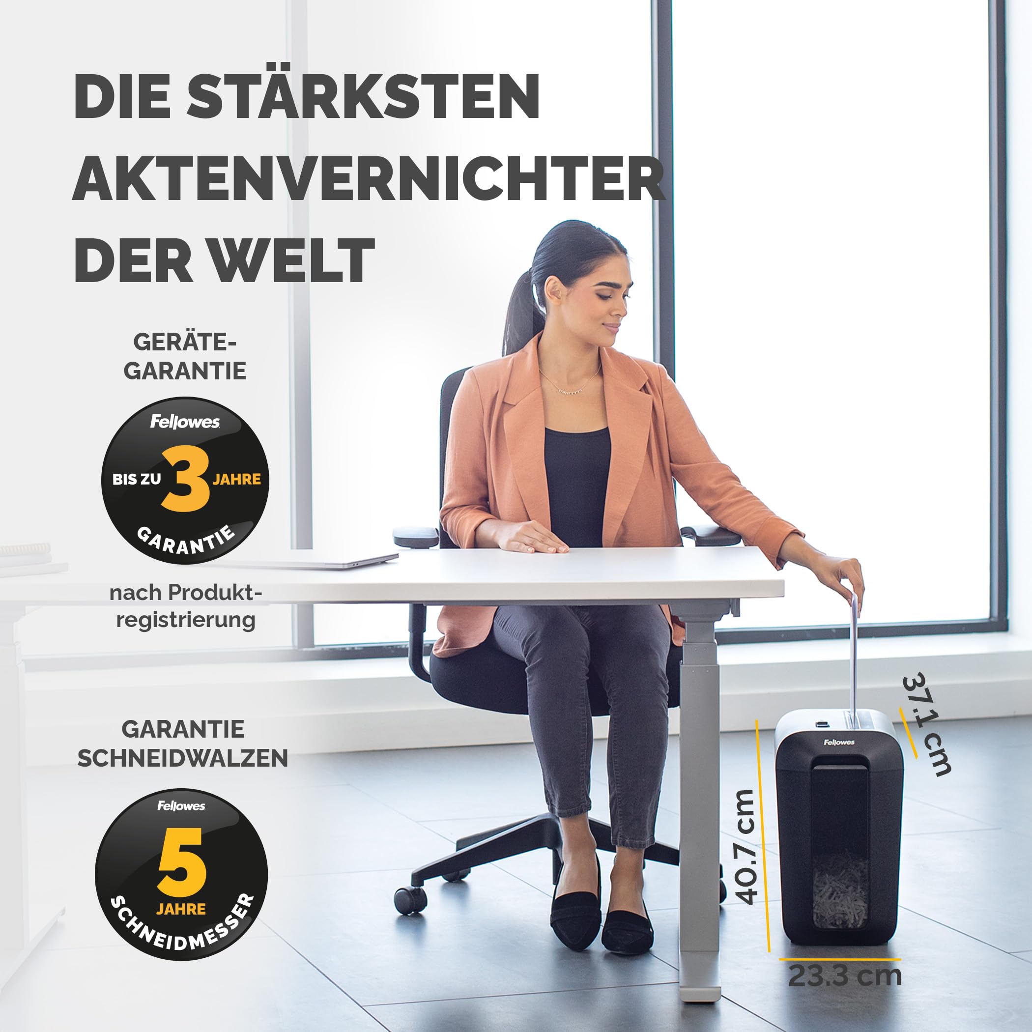 Fellowes Aktenvernichter LX65 Premium Bundle mit Öl, Papierschredder, 12-Blatt-Partikelschnitt, Aktenvernichter P4, Schredder für Büro und Homeoffice, 19L Papierkorb, verarbeitet Kreditkarten, Schwarz