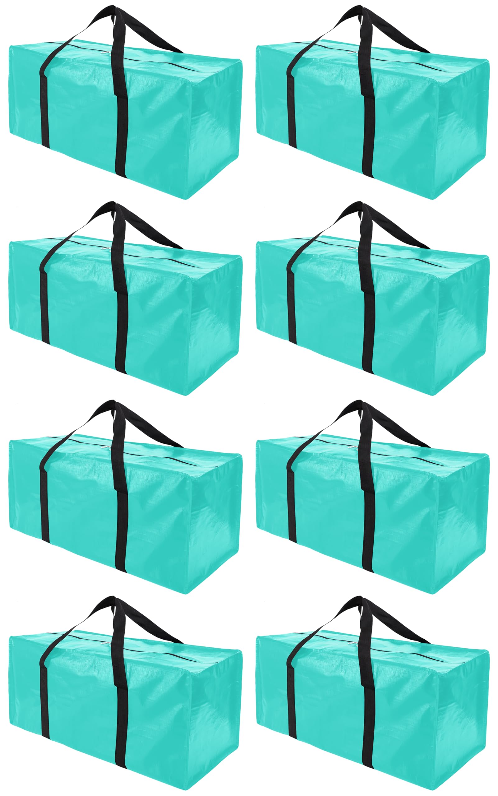 Photo 1 of **MISSING PARTS**
PANDA JOYS 8 Pack Extra Large Moving Bags with Zippers & Carrying Handles, Heavy-Duty Storage Tote for Space Saving Moving Storage, Fold Flat, Alternative to Box and Bin,Aquamarine