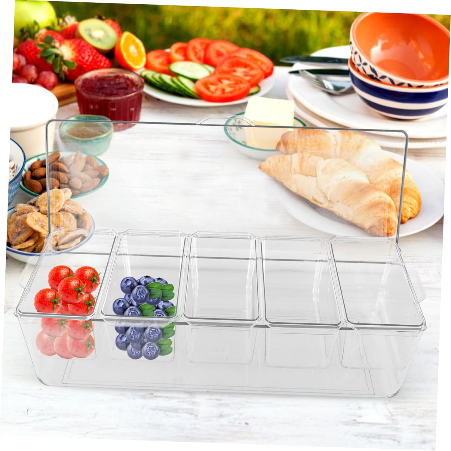 Capacity Salad Storage Box Condiment Tray Candy Containers Bbq Seasoning Rack Chilled Snack Box