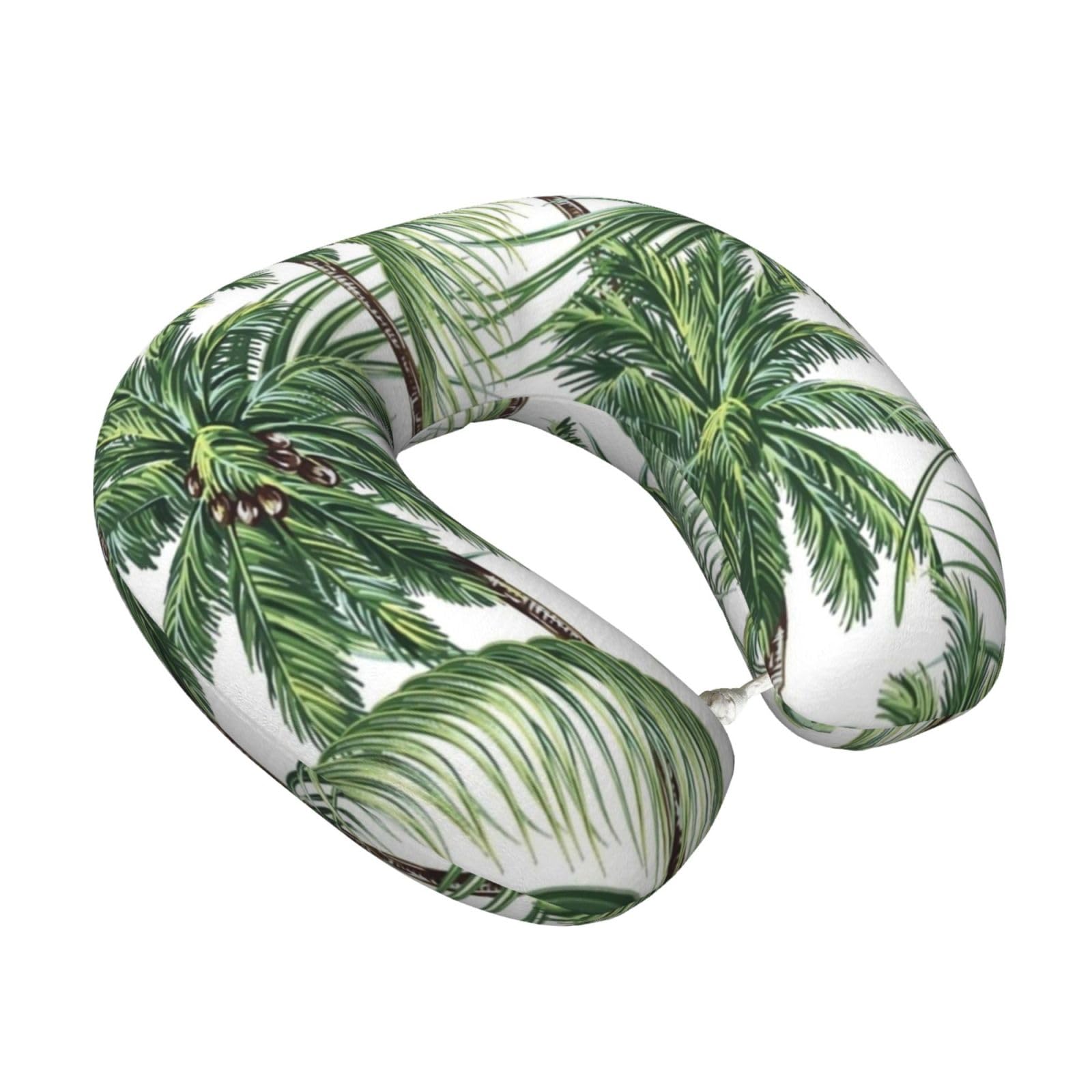 LKYMOH Palm Trees Tropical Leaves, Travel Neck Pillow U-Shaped Memory Neck Support Soft Comfortable With Washable Cover For Airplane Car Traveling and Office