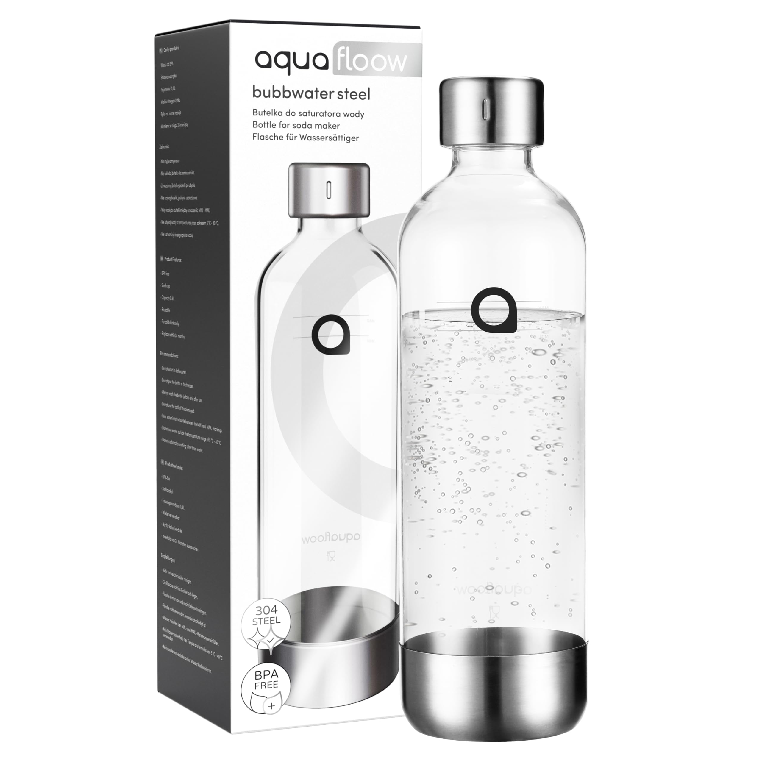 Aquafloow Plastic Bottle for Soda Makers โ Durable 0.8 L BPA-Free Replacement, Reusable Accessory for Sparkling Water and Everyday Use