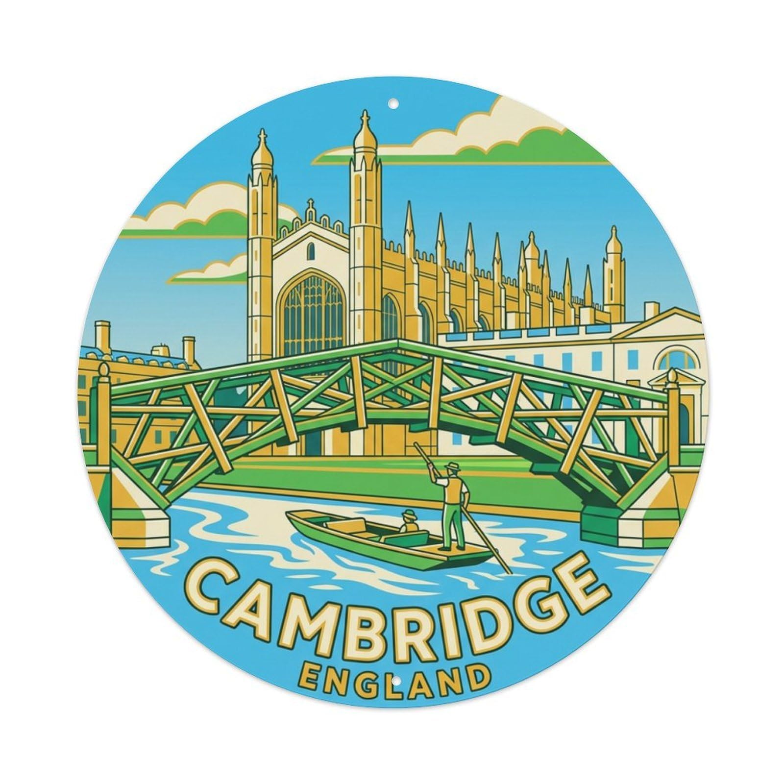 England Retro Travel Cambridge Metal Tin Sign