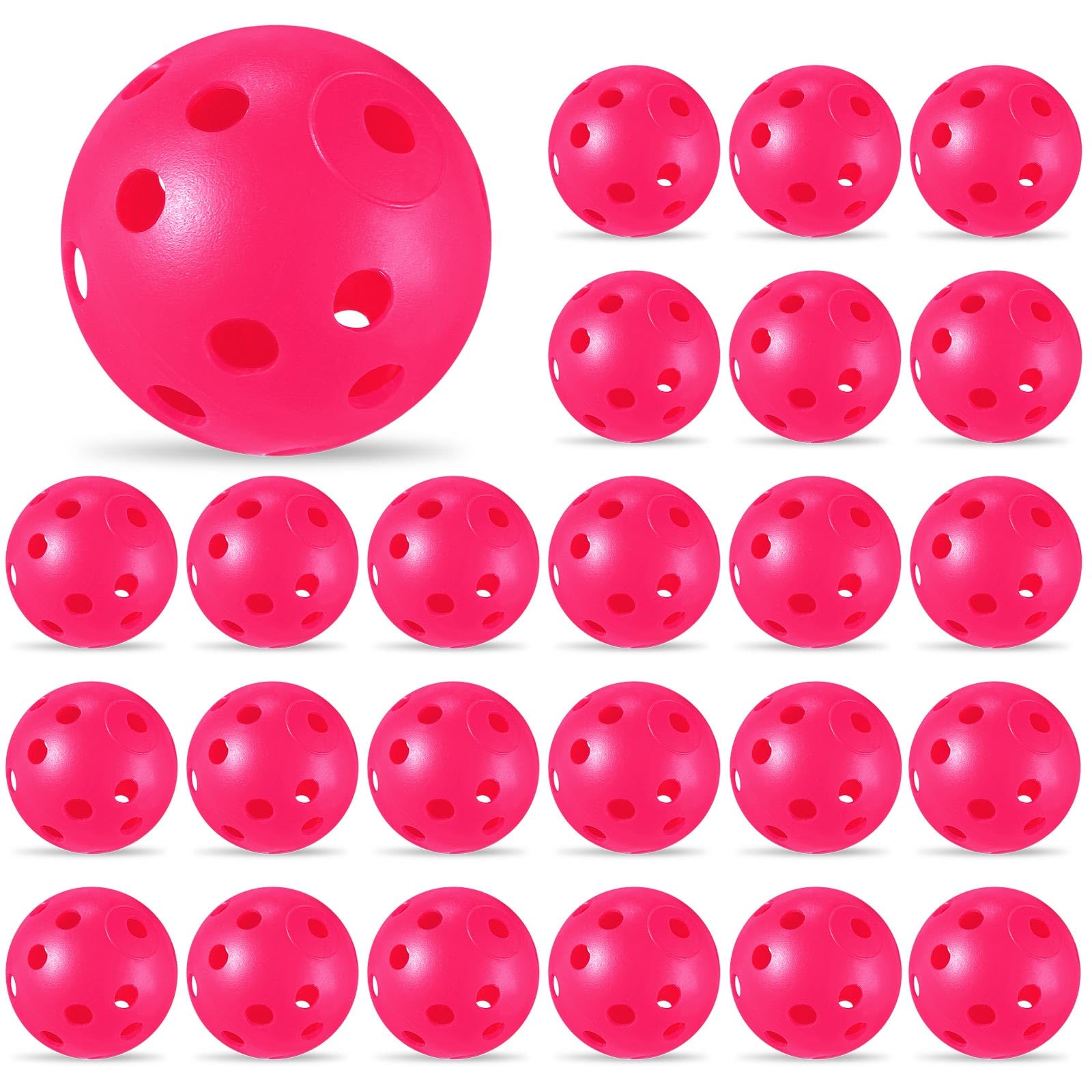 Lunmon 24 Pack Practice Golf Balls 42 mm Limited Flight Plastic Golf Training Airflow Hollow Ball for Driving Range Swing Practice Backyard Indoor