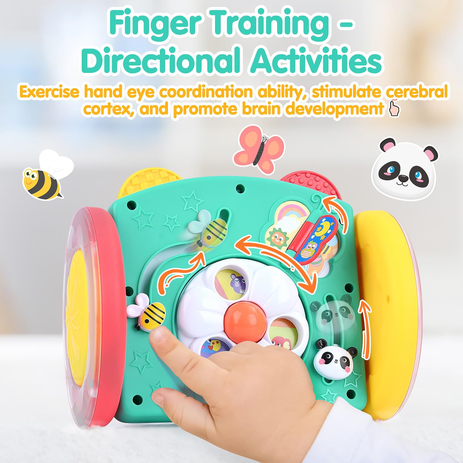 Juguete de actividad de espejo para el tiempo boca abajo para recién nacidos a 12 meses con mordedores, espejo infantil para gatear, juguetes Montessori para el desarrollo cerebral, estimulación 6