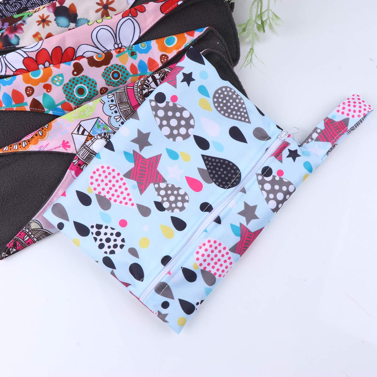 8pezzi Assorbenti Igienici Lavabili Bambù Design Traspirante Con Sacchetto Completo Per Donne Colori