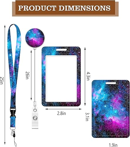 Miniatura 2 de BLOCIT Portatarjetas con cordón, portatarjetas de identificación de moda con cordones retráctiles, clip de fibra suave de metal, hebilla resistente