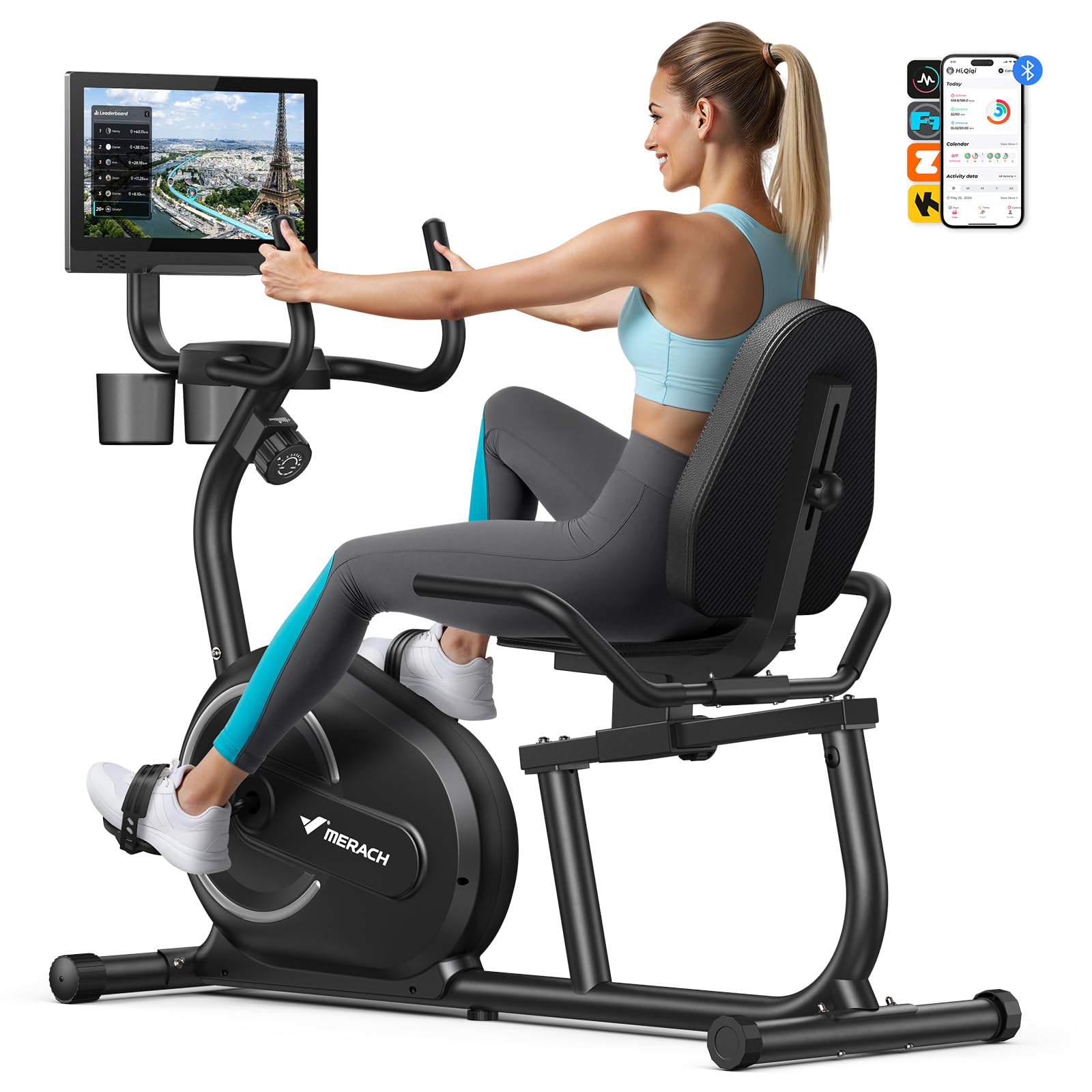 MERACH Recumbent Exercise Bikes for Home with Smart Bluetooth Equipment Exercise Bikes App,LCD,Heart Rate Handle Stationary Bikes for Home, Magnetic Recumbent Exercise Bike for Seniors Gym S08/S23