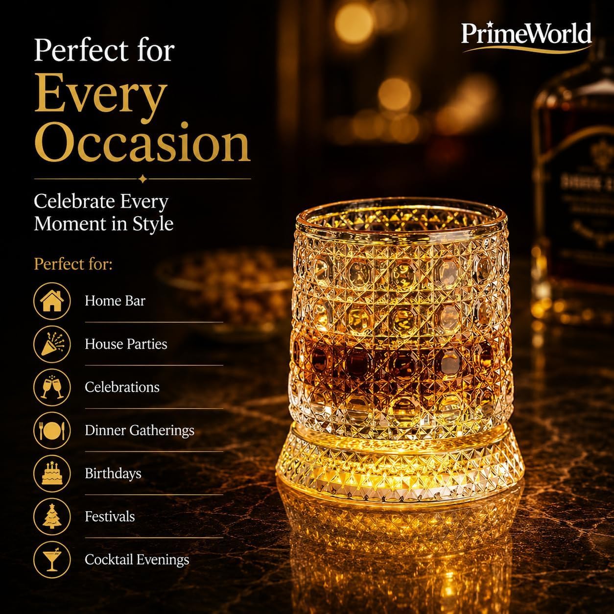 LED Revolving Whiskey Glasses - Rotating Crystal Tumblers -7