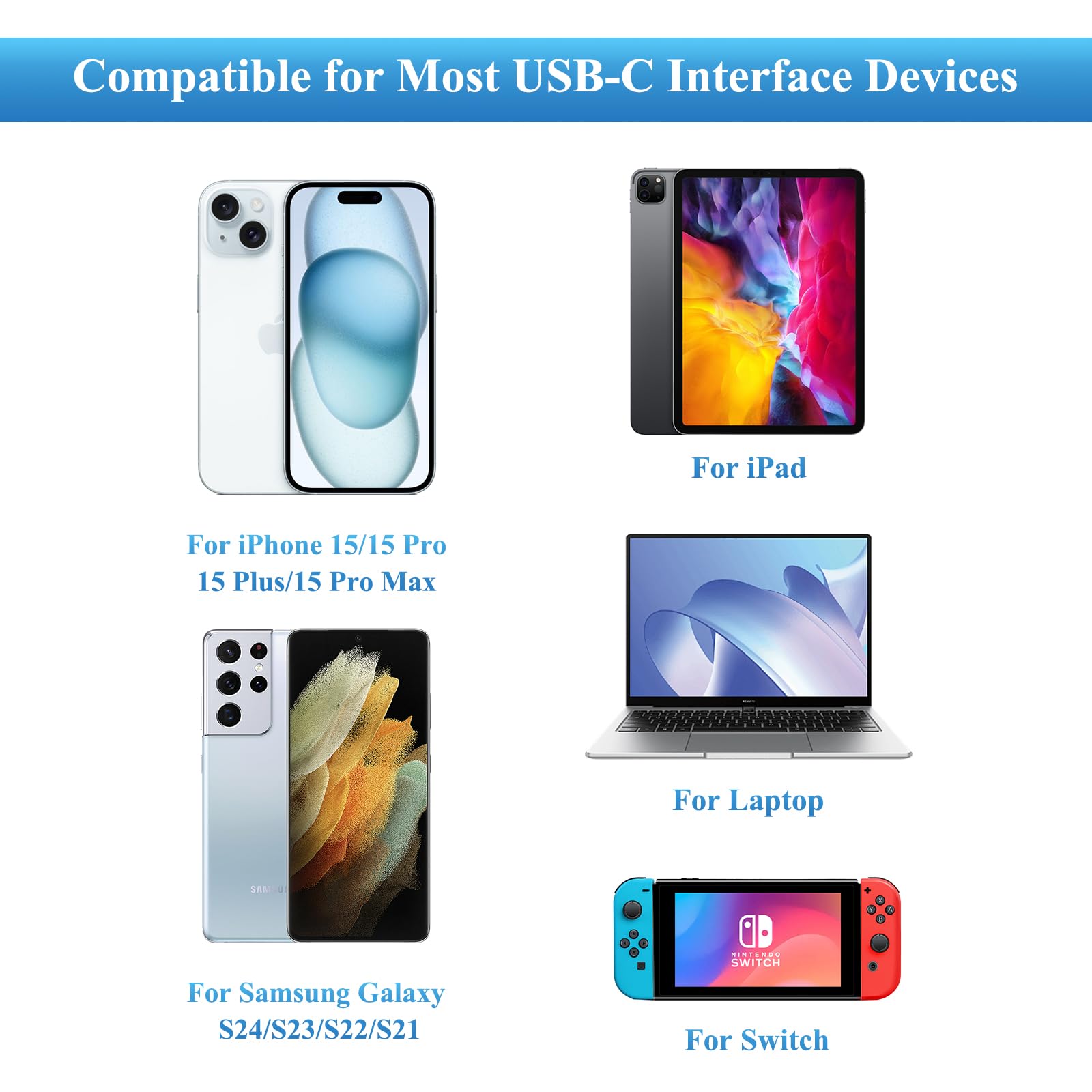 Câble USB C 60W Rapide pour Samsung Galaxy S25 S24 S23 S22 S21 S20 S25+ S24+ S23+, A56 A55 A54 A53 A34 A33 A23