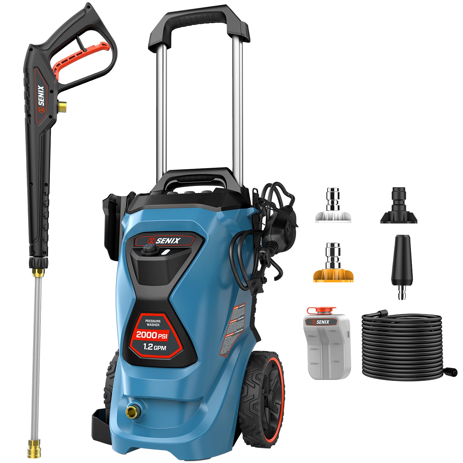 SENIX 2000 PSI Electric Pressure Washer, 1.2 GPM Compact Pow