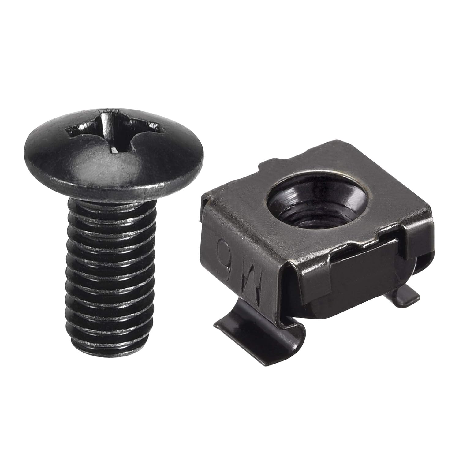 uxcell M6 x 12mm Cage Nuts and Screws Carbon Steel for Rack Mount Server Shelve Cabinet Set of 10