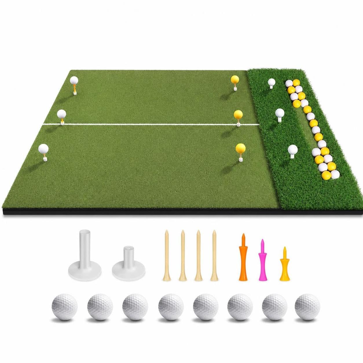 Alfombrilla Golf Doble césped con Banja Bolas, para práctica en casa, para el Juego