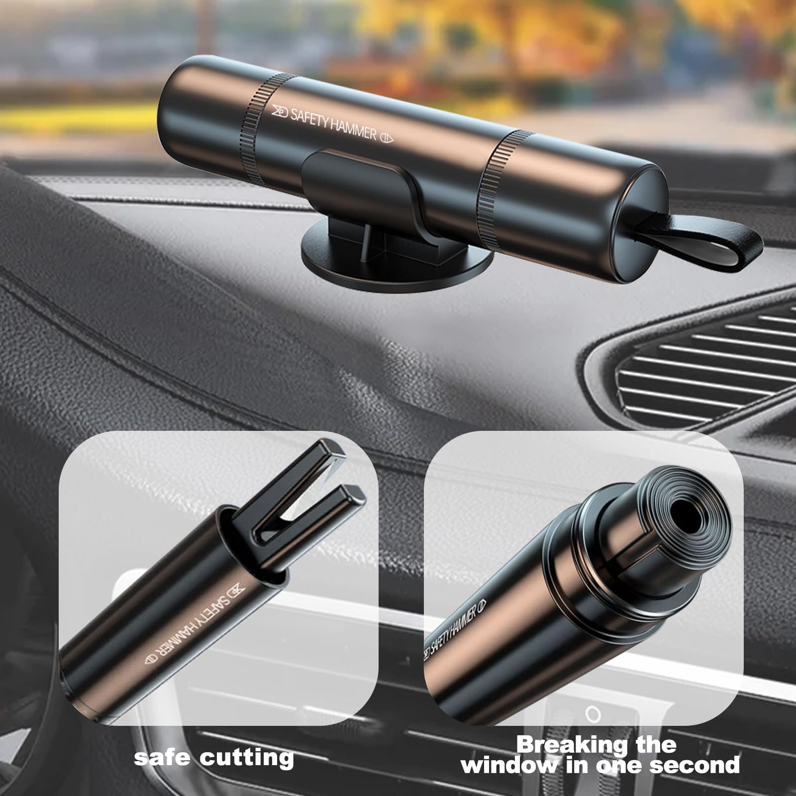 Rompivetro E Taglia Cinture 2 In 1 - Martello Di Emergenza Per Auto, Bus E Veicoli - Nero E Rosso - Foto 9