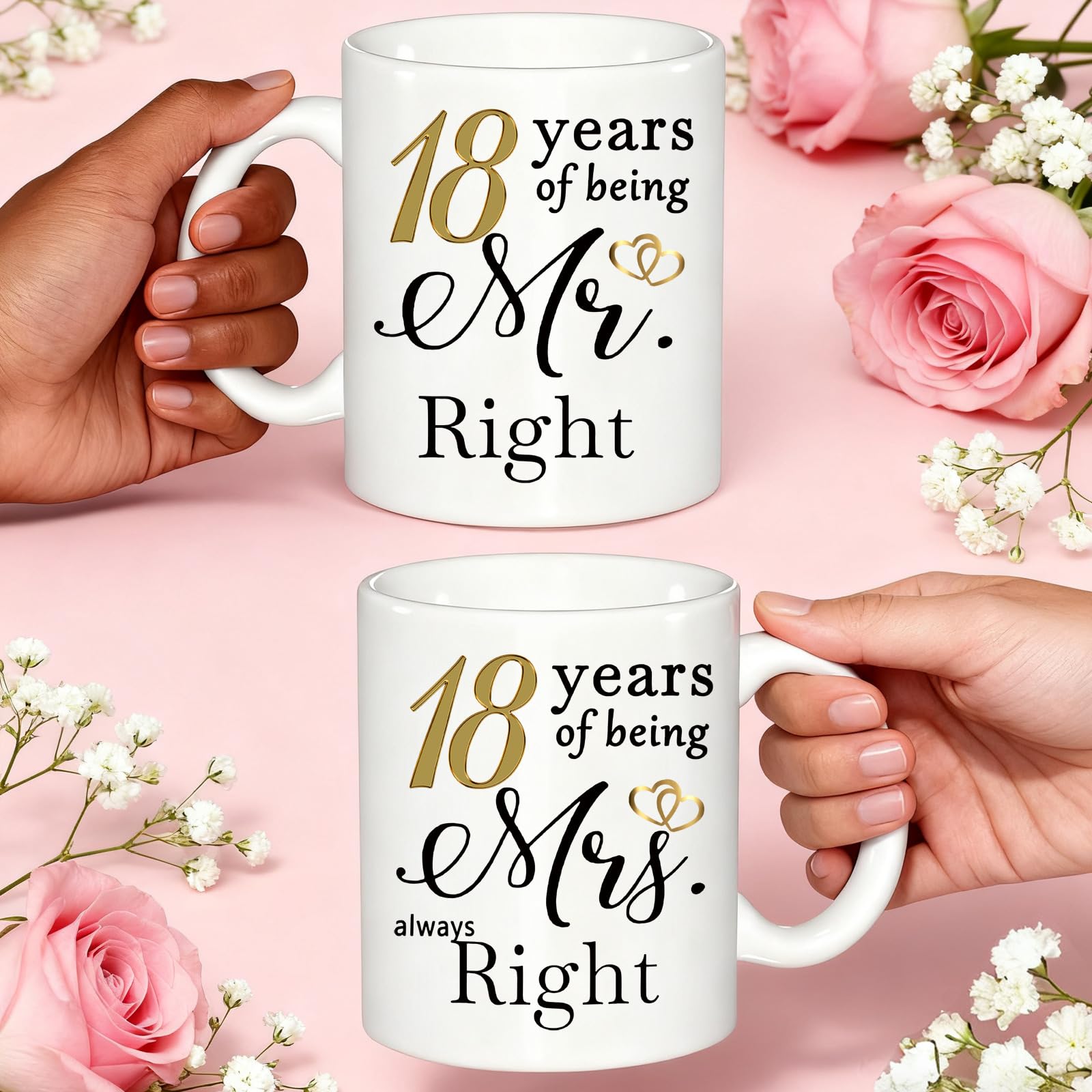 18 Year Anniversary Coffee Mugs Set of 2 - Image 2