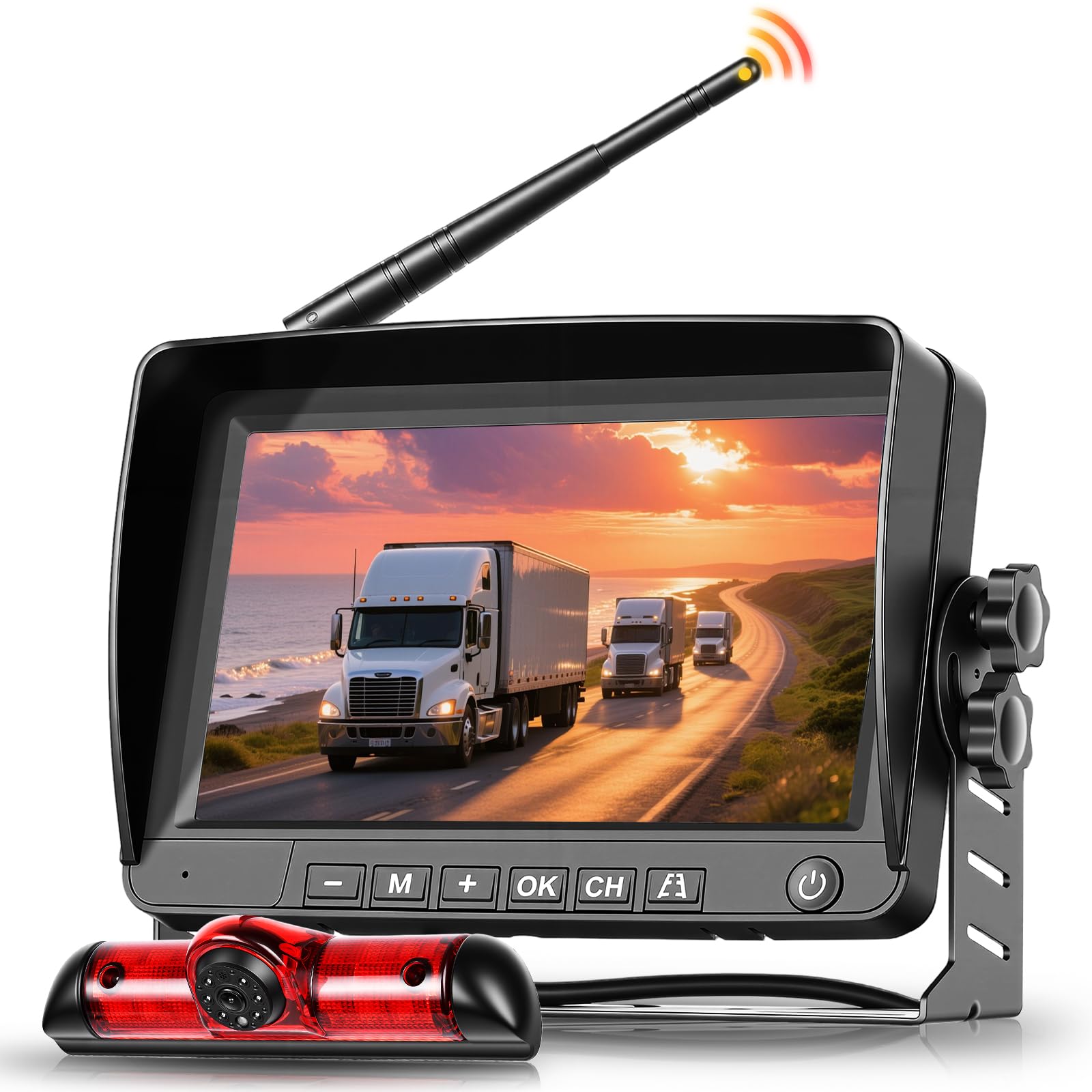 Hodozzy Cámara Marcha Atras Inalámbrica Kit para Fiat Ducato 3 2006-2017/ Peugeot Boxer 2006-2017/ Citroën Jumper 2006-2017, 7 Pulgadas IPS Monitor con Vigilancia de Ángulos Muertos, Grabación Bucle