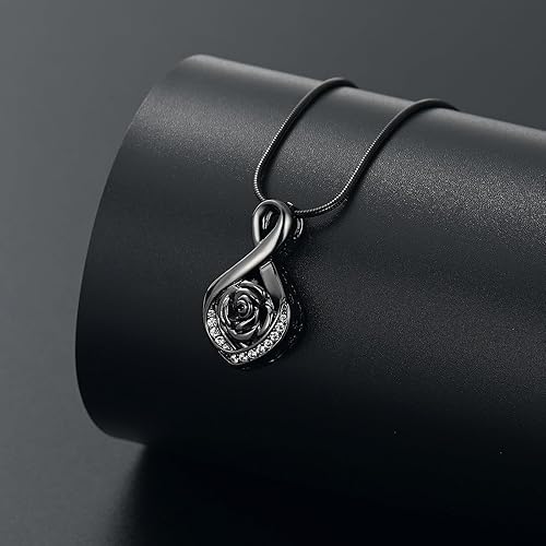 Vista 6 de Roseflower - Joyería de cremación para cenizas, collar de urna infinita para cenizas, recuerdos conmemorativos, joyería para mujeres, niñas