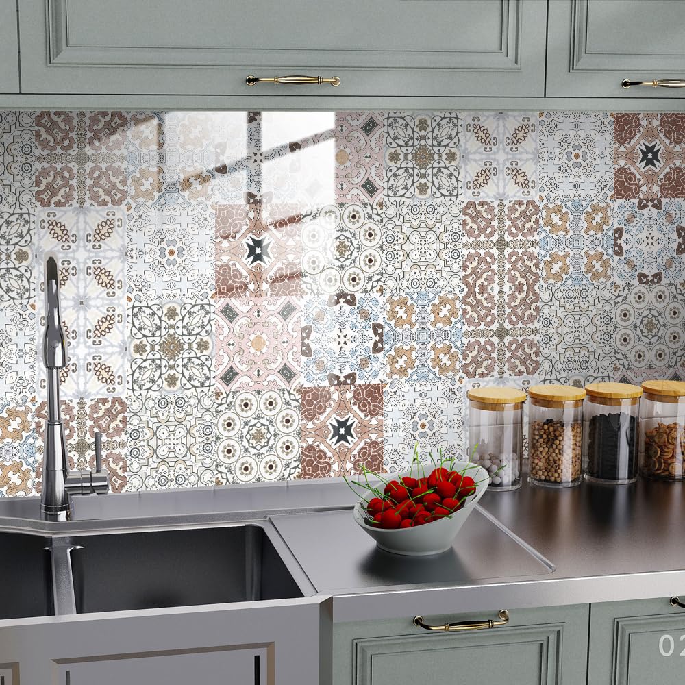 Piastrelle Adesive Cucina Marmo Oro Bianco Pavimento pvc Adesivo Piastrelle Adesive Bagno Paraschizzi Cucina Adesivo Impermeabile Piastrelle Adesive Mattonelle Adesive 10 Pezzi/15x15cm