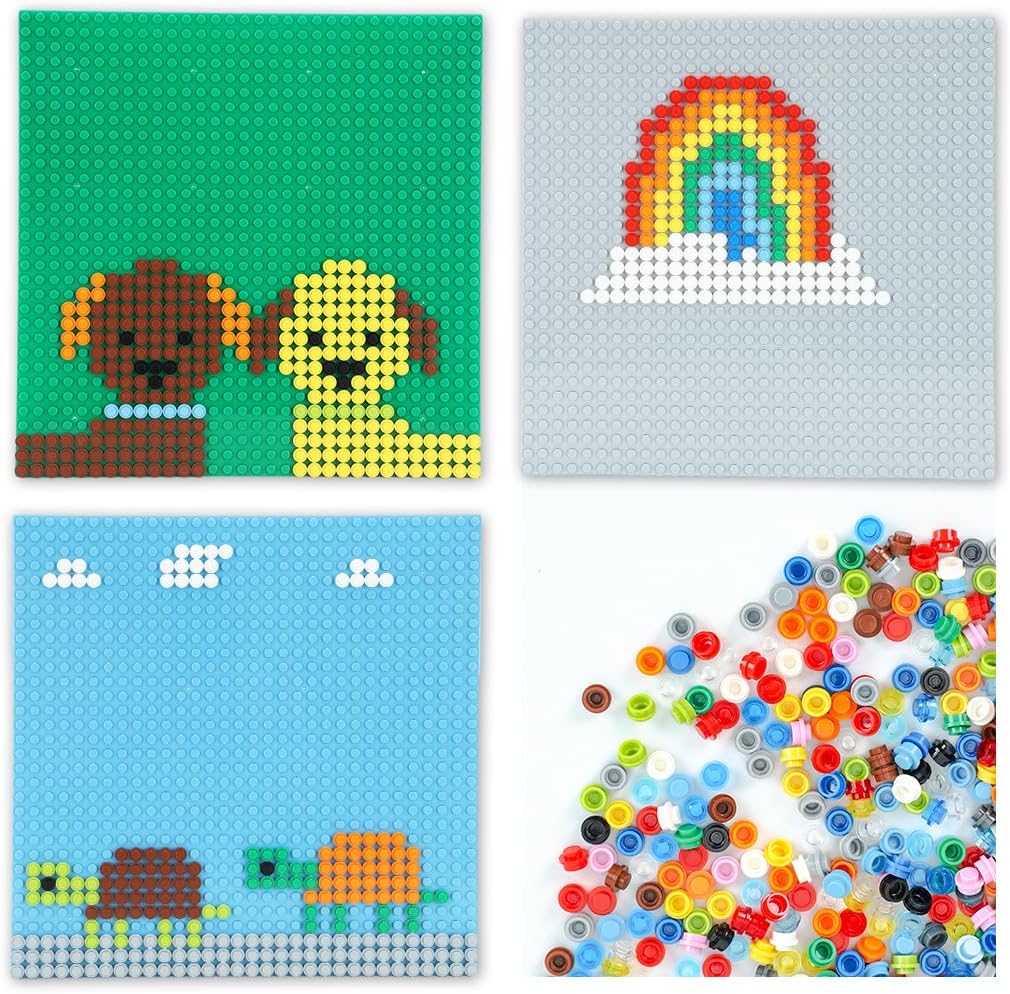 3600PCS Pixel Bricks, 1X1 18 Colors Classic Round Plates Building Blocks Parts and Pieces - Pixel Arts Dots Bulk Studs Accessories Kit Compatible with Major Brand 4073, Multicolored