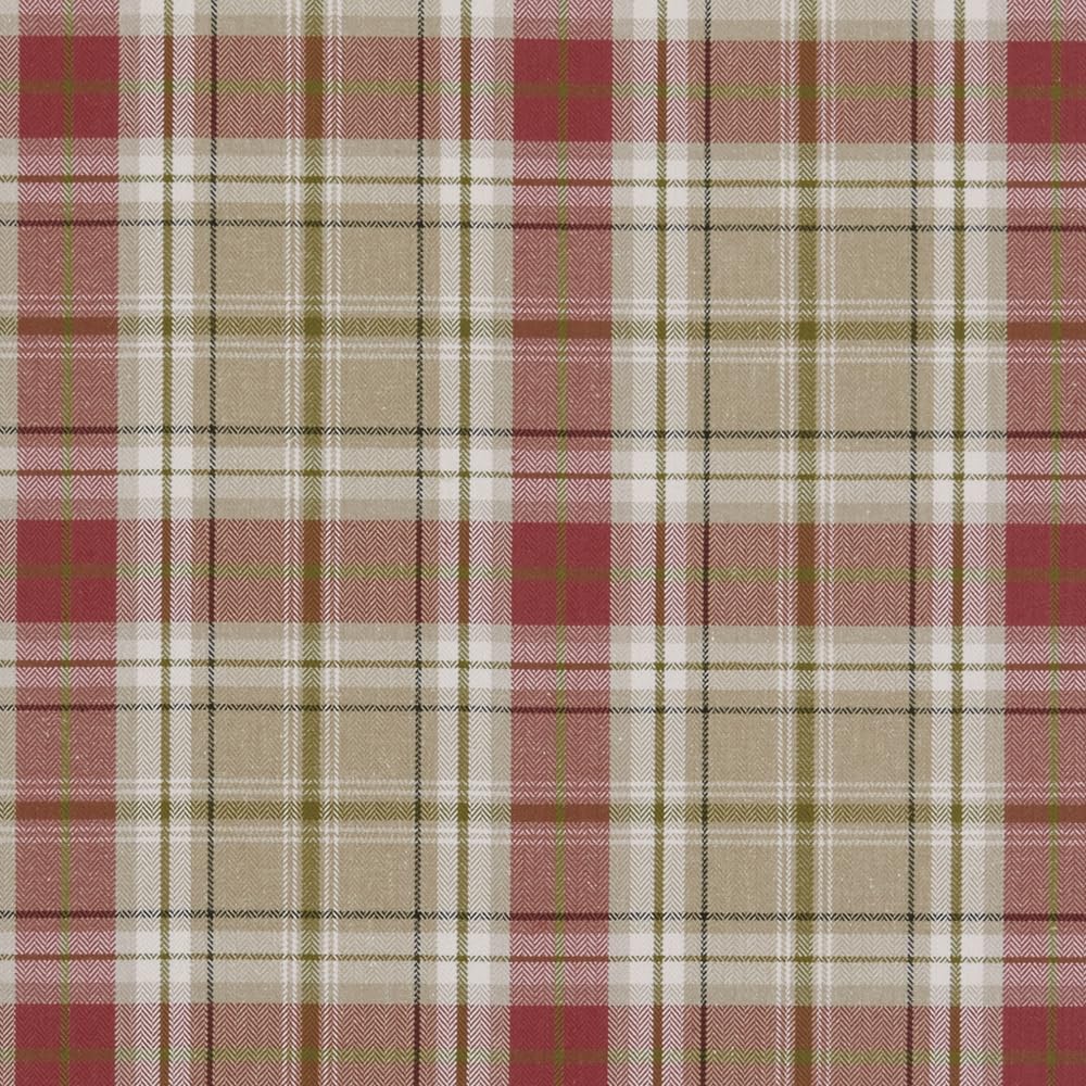 Glamour Secrets Red Upholstery Fabric - Fryett's Berridale Check - Beautiful Curtain Cushion Fabric Material Metre