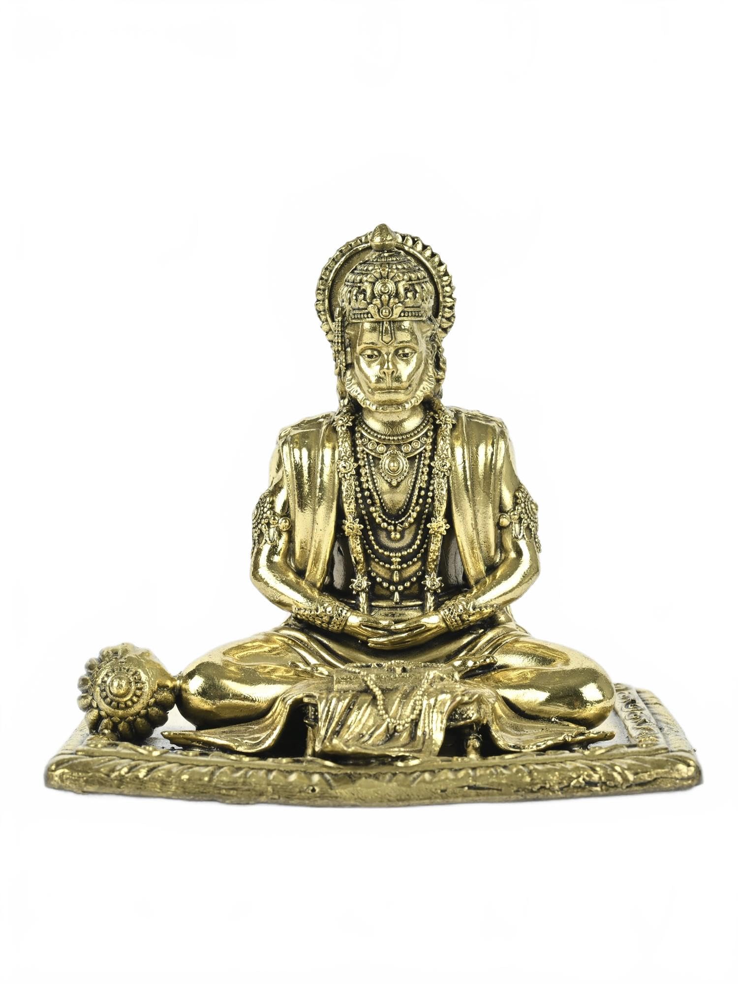 Exotic India Small Superfine Shri Ram Bhakt Hanuman Brass Statue | Bajrangbali Idol Pooja Home Mandir Temple Murti Gifts