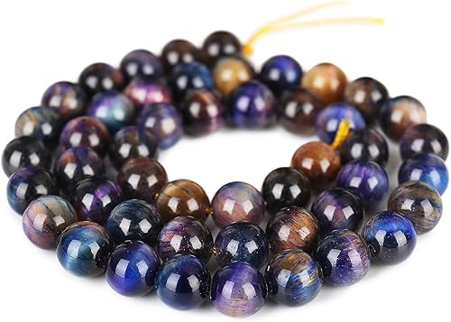 Miniatura 4 de Cuentas naturales de ojo de tigre de galaxia, cuentas sueltas redondas de grado AAA, 60 unidades, opciones de lote a granel, cuentas de piedra