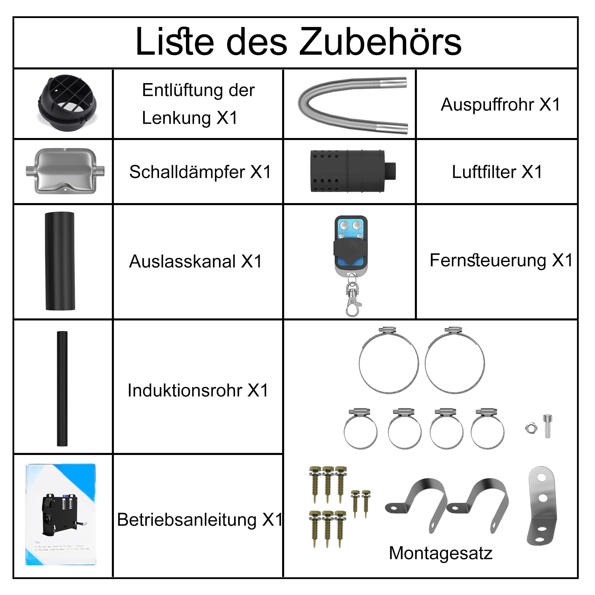 LZQ Chauffage diesel de stationnement Chauffage diesel à air, tout en un 8 kW 12 V Chauffage de stationnement à carburant avec télécommande, écran LCD et silencieux pour voiture, remorque, camion