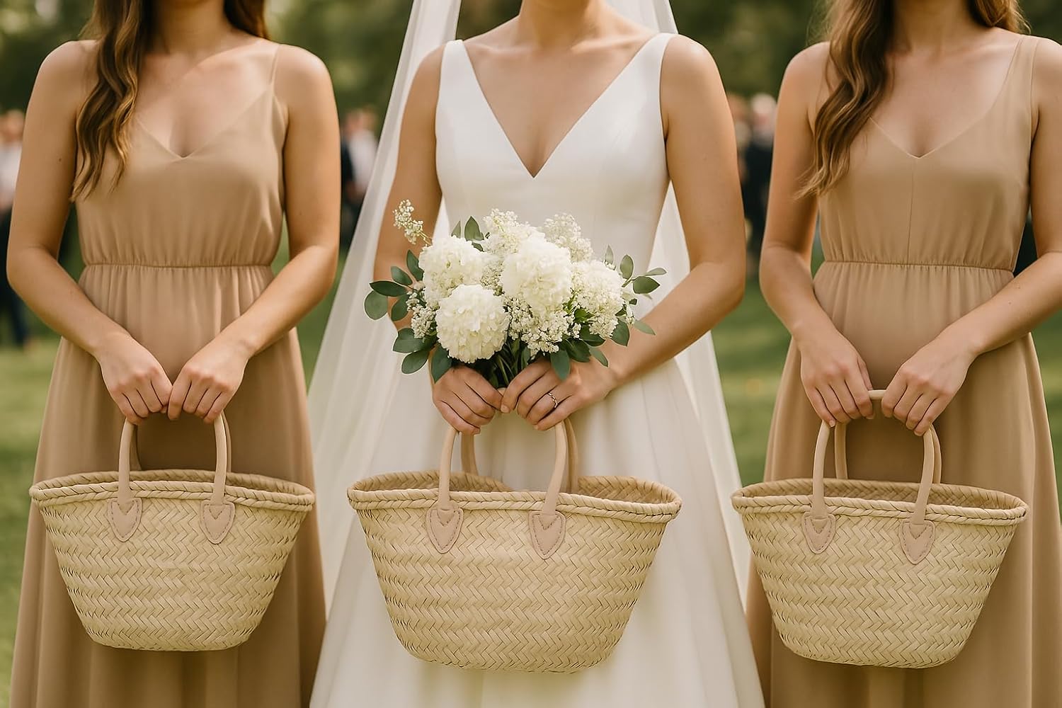 French Basket, Small Straw Bag for Bridal Party, Wedding Tote, Bridesmaid Gift, Wicker Basket with Handle, Handmade Decor - Image 5