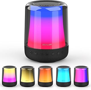 ZEALOT Bluetooth Speaker, Portable Bluetooth Speaker with 11 Colors Lights, 24W Loud HD Stereo Sound, Super Bass Wireless Speaker,V5.2 Bluetooth, Dual Pairing,TF Card/USB/AUX for Party,Home,Outdoor