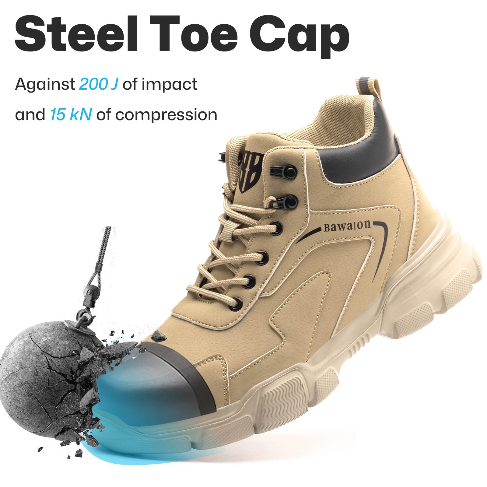 Nasogetch Scarpe Antinfortunistiche Uomo Donna Alte Scarpe da Lavoro Impermeabile Stivali da Lavoro Leggere Comode con Punta in Acciaio