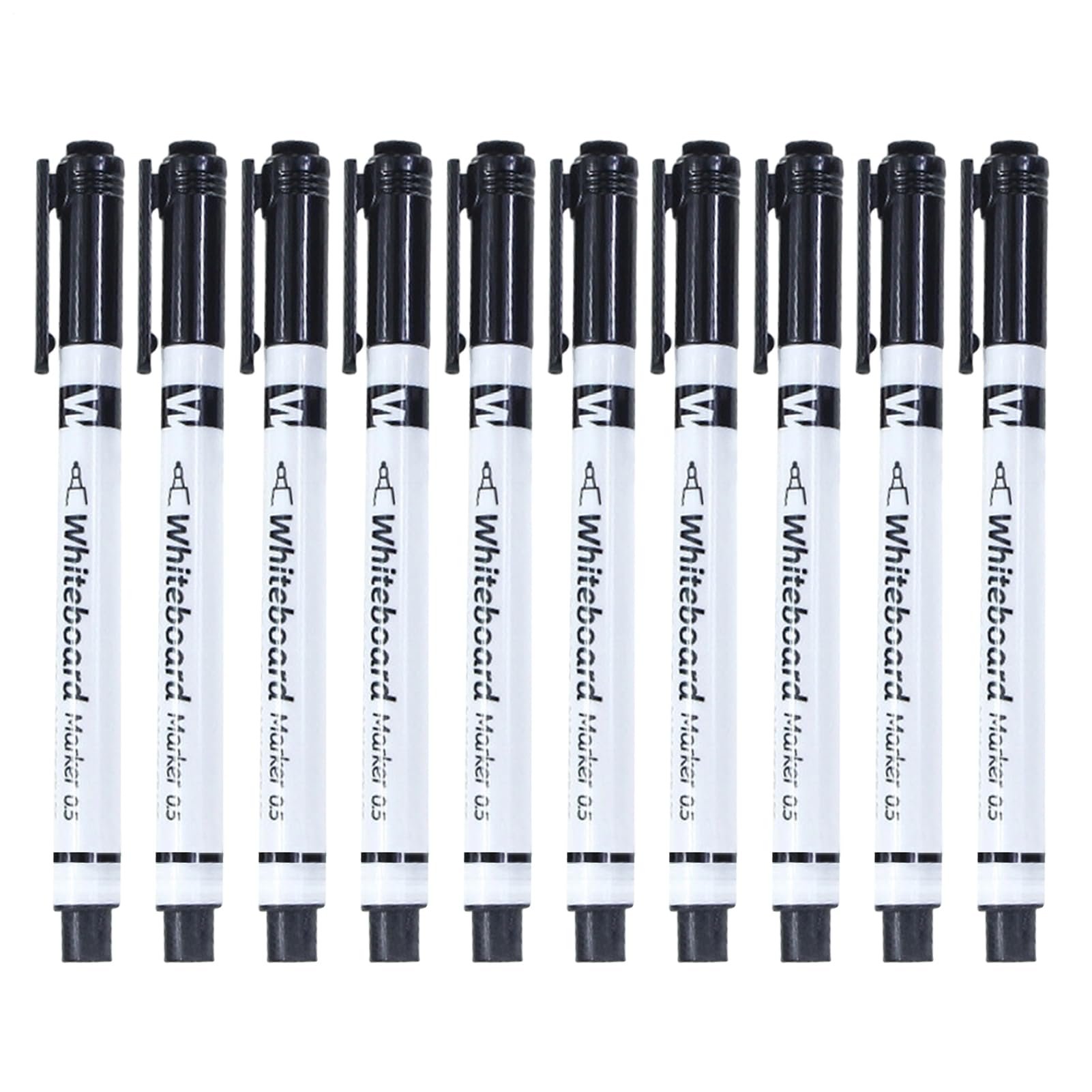Juego de rotuladores para pizarra blanca - 10 bolígrafos borrables en , punta fina de 0,5 mm con goma integrada para uso escolar, herramienta de escritura y borrado para profesores, sala de