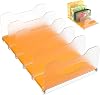 Freezer Organizer 12” Visible Fridge Organizer Rack with Removable Dividers and Handles, Freely Adjustable, Fits Refrigerator Frozen Meals, Lunch Meat Box, Cheeses Orange