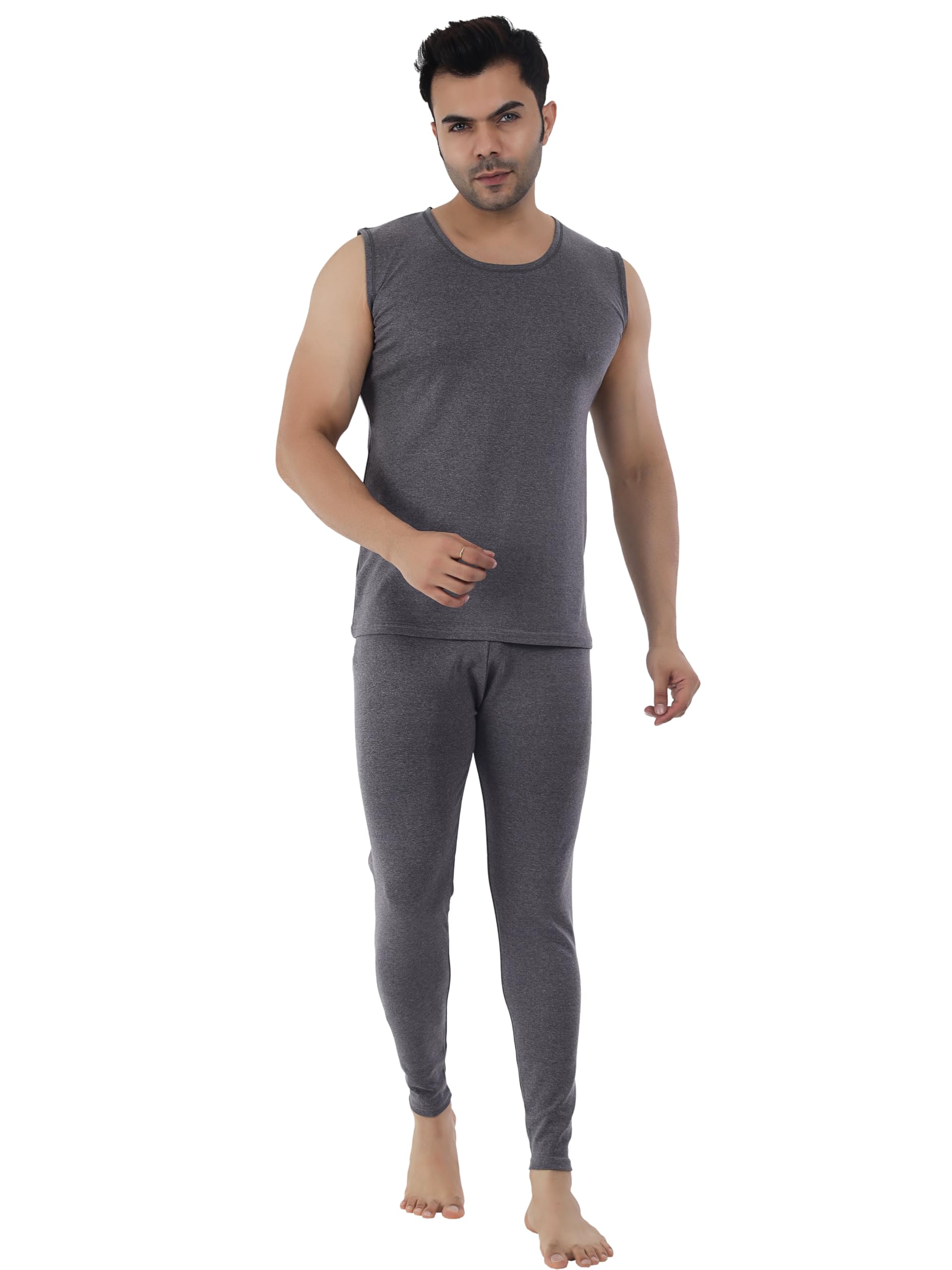 Men Polycotton Lycra Thermal Sleeveles Round Neck Top-Pyjama Set| (Pack of 1)-image-33