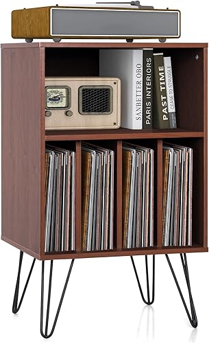 Miniatura 1 de Giantex Soporte para tocadiscos, soporte para tocadiscos con capacidad para hasta 150 álbumes, mesa de gabinete de almacenamiento de vinilo de