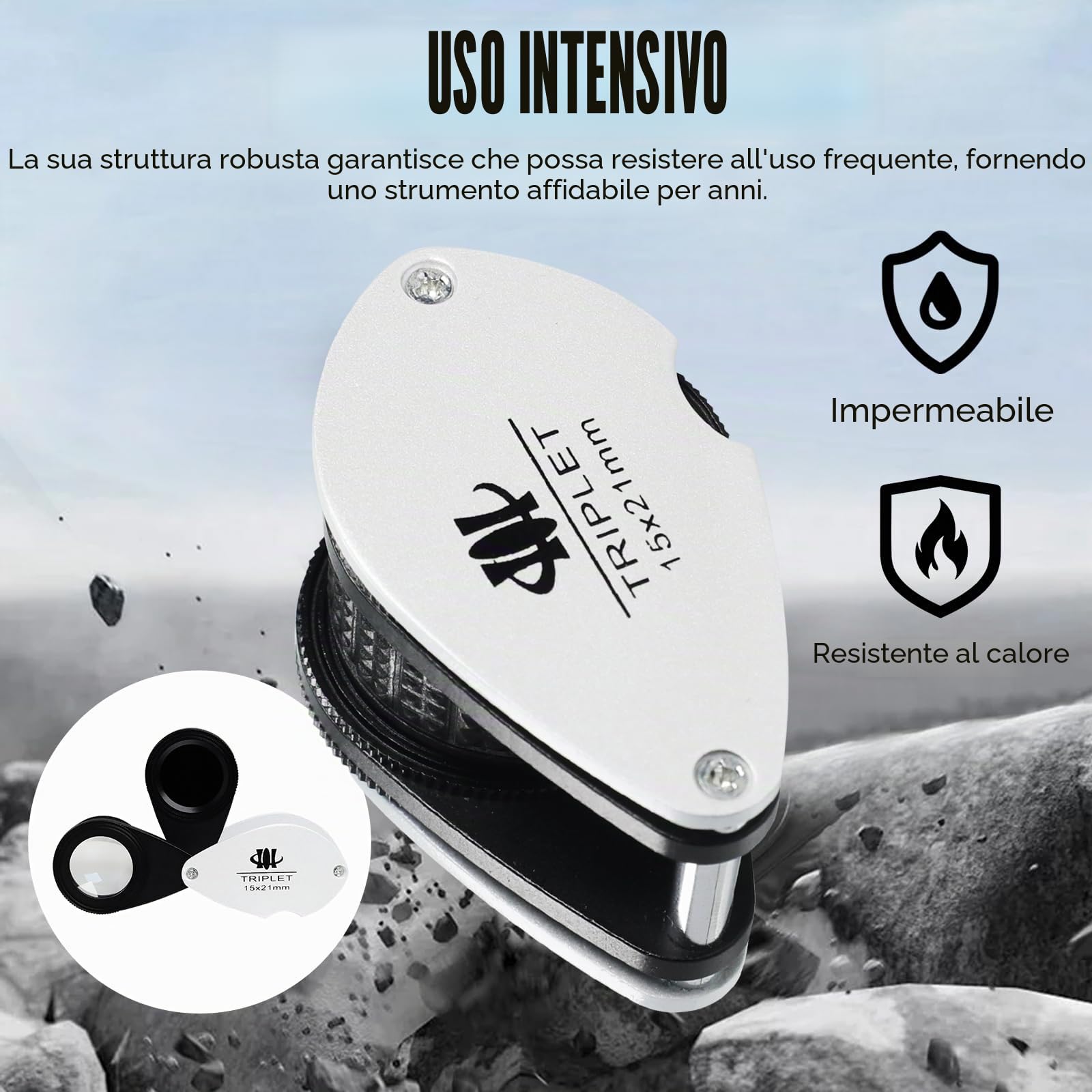 Lente d'ingrandimento 15x con filtro in giadeite, lente da 21 mm, telaio in alluminio, design a doppio vetro, per gioielli, strumento per collezionisti di giada