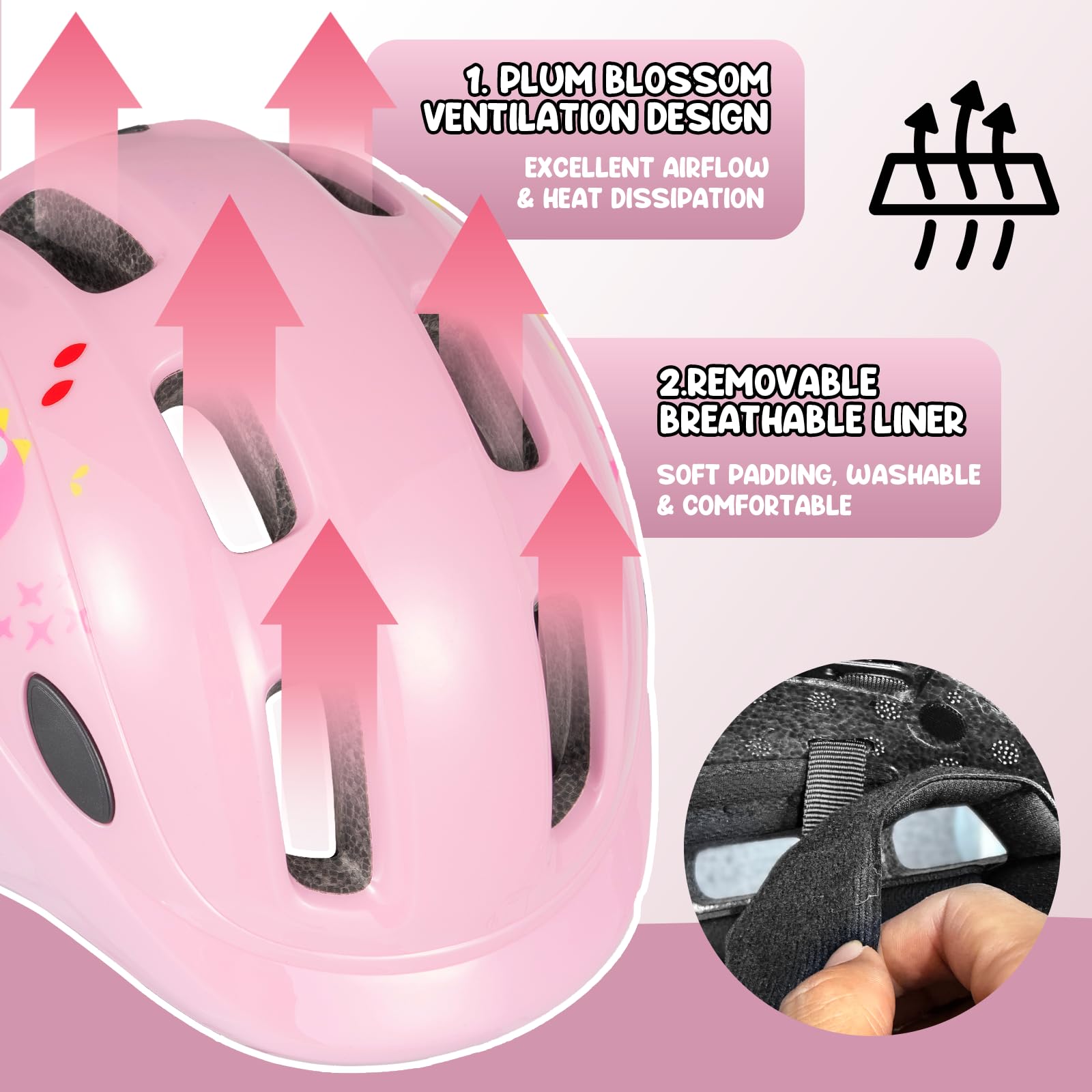 Favoto Casco Bici per Bambini - Leggero Regolabile Traspirante Casco Protettivo Antiurto per Bicicletta Monopattino Skateboard e Roller con Ventilazione e Fodera Lavabile, Certificato CE