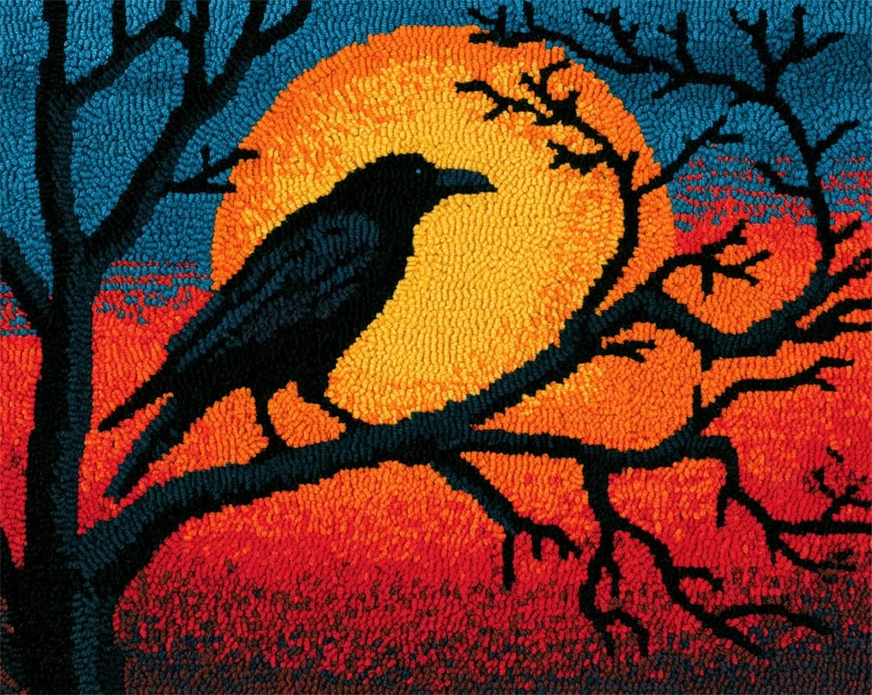 FWRTYCB Latch Hook Rug Kit for Adults Crow in the Tree
