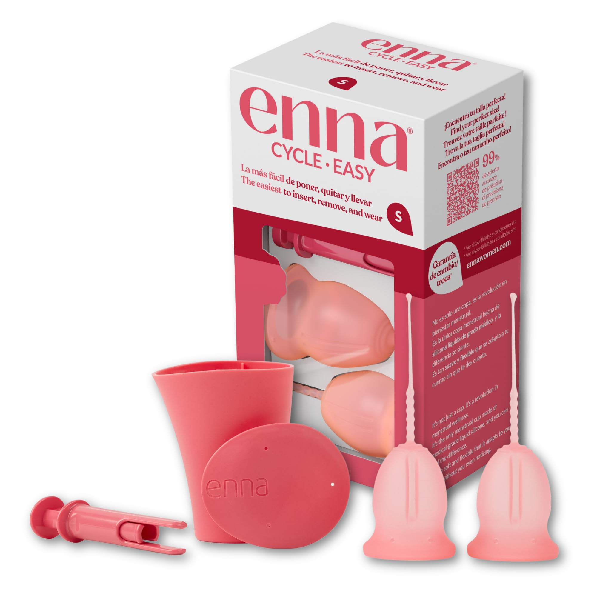 Enna Cycle Easy Copa Menstrual con Aplicador Talla M – Pack 2 Copas + Caja Esterilizadora | Silicona Médica | Fabricada en España | Reutilizable | Hasta 12 horas de protección — view 14