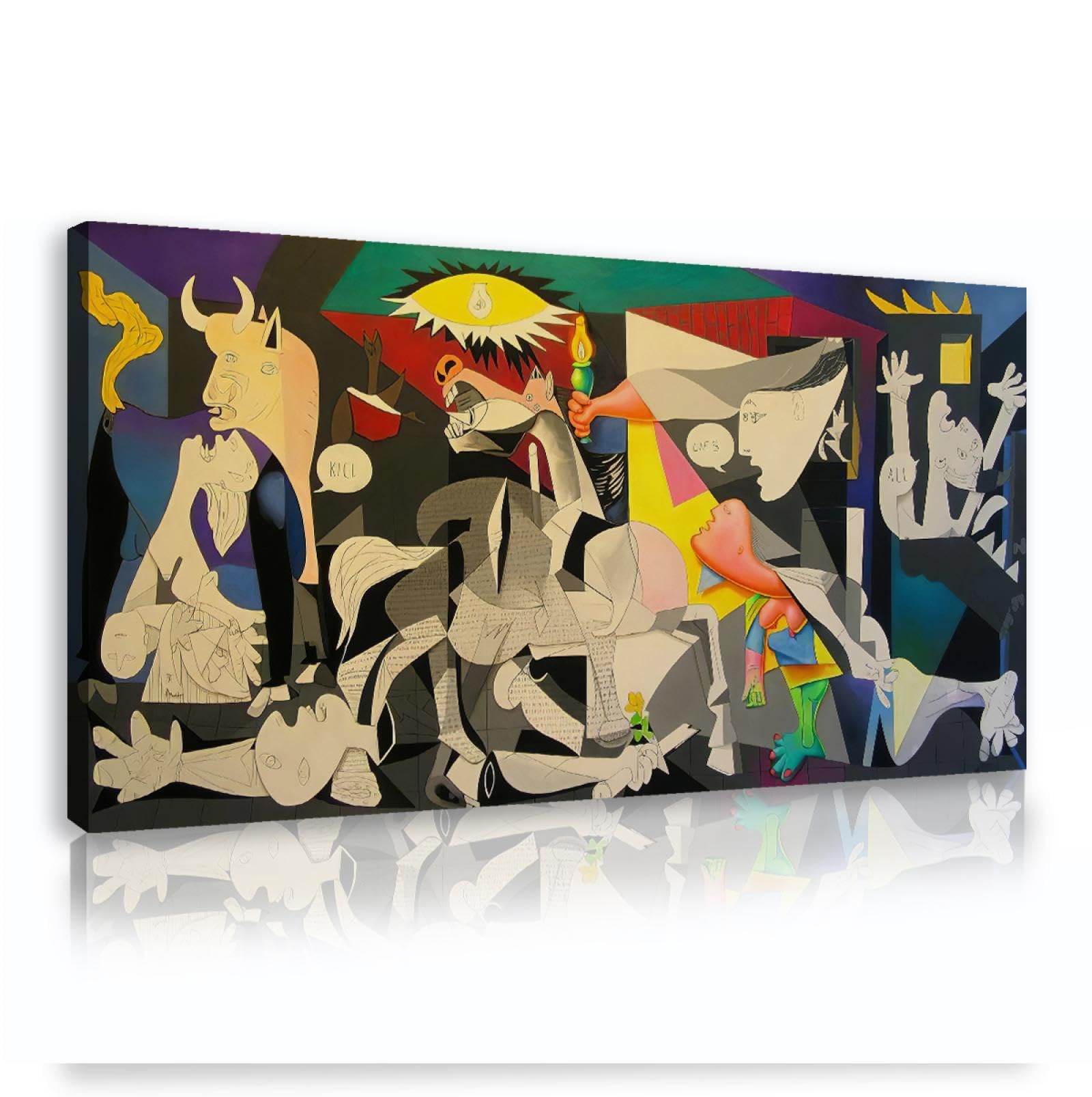 Via Vela World Famous Paintings Artwork Pablo Picasso Guernica Canvas Wall Art Gallery Wrapped Stretched Framed for Home Decor Ready To Hang 70x140cm Innerframe